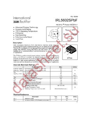 IRL5602SPBF datasheet  